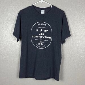 Port & Company Men’s Size Medium Boston Navy Yard USS Constitution Grey Shirt